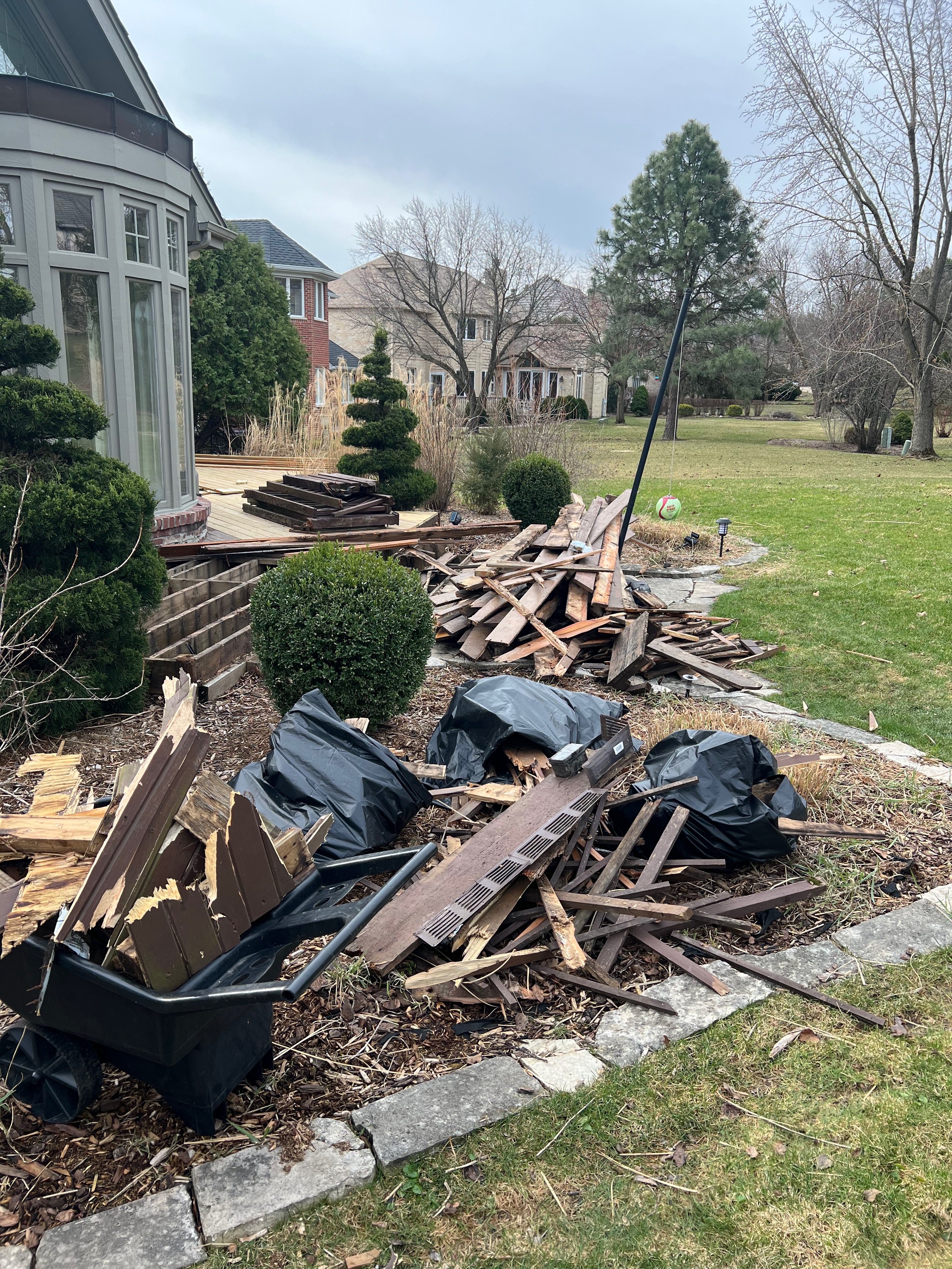 Household various rubbish garbage items put on the street for council bulk waste collection. City waste management